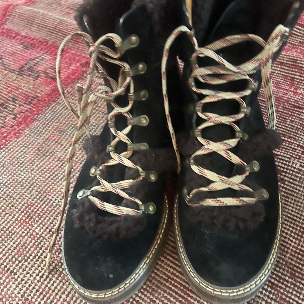 Chloe Black Lace Up Boots with Rugged Sole